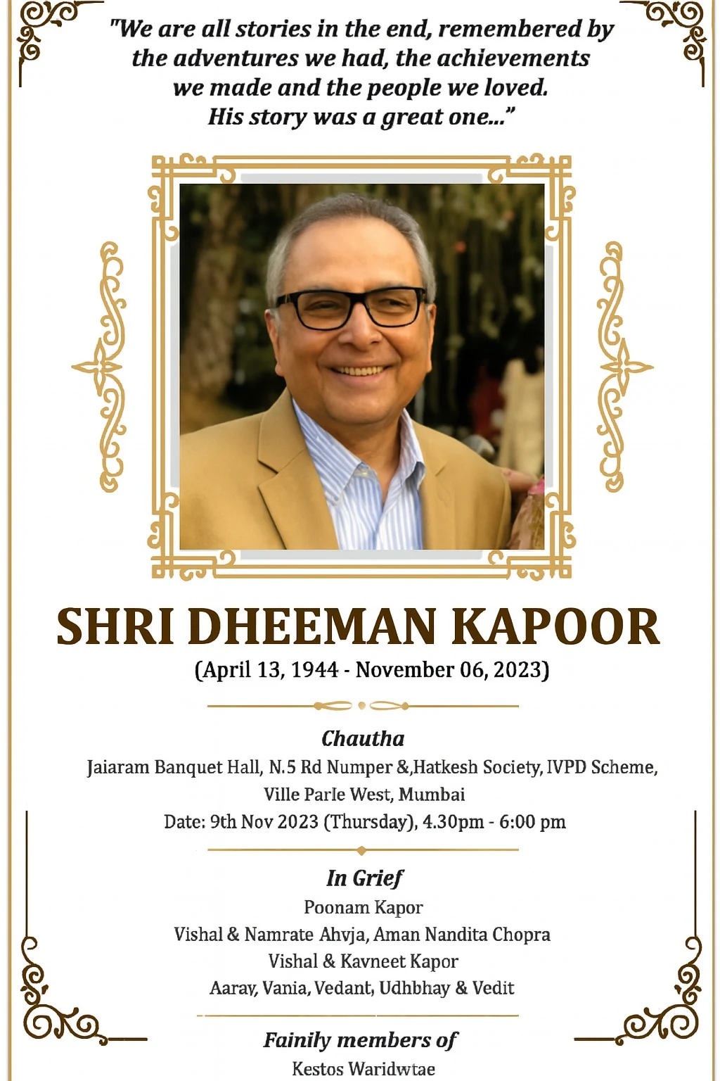 Death Anniversary Ads in The Times OF India Newspaper