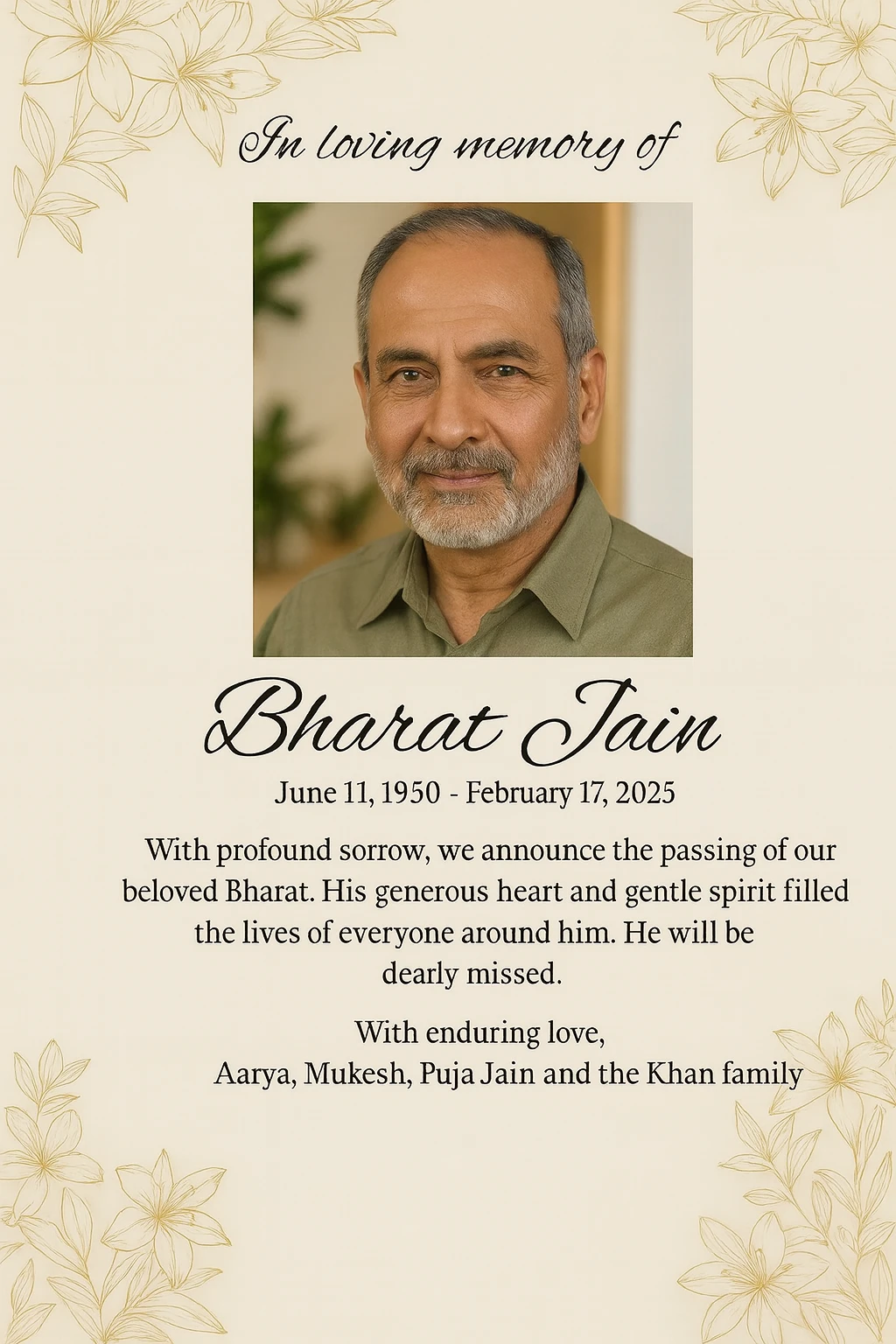 Death Announcement Ads in The Times OF India Newspaper