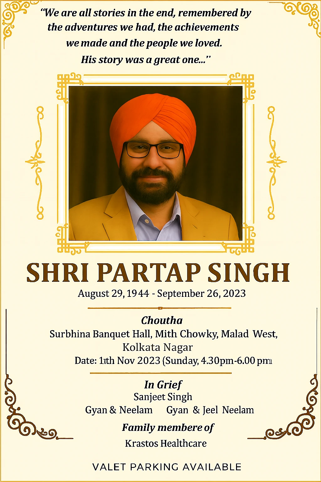 Remembrance Ads in The Times Of India Newspaper