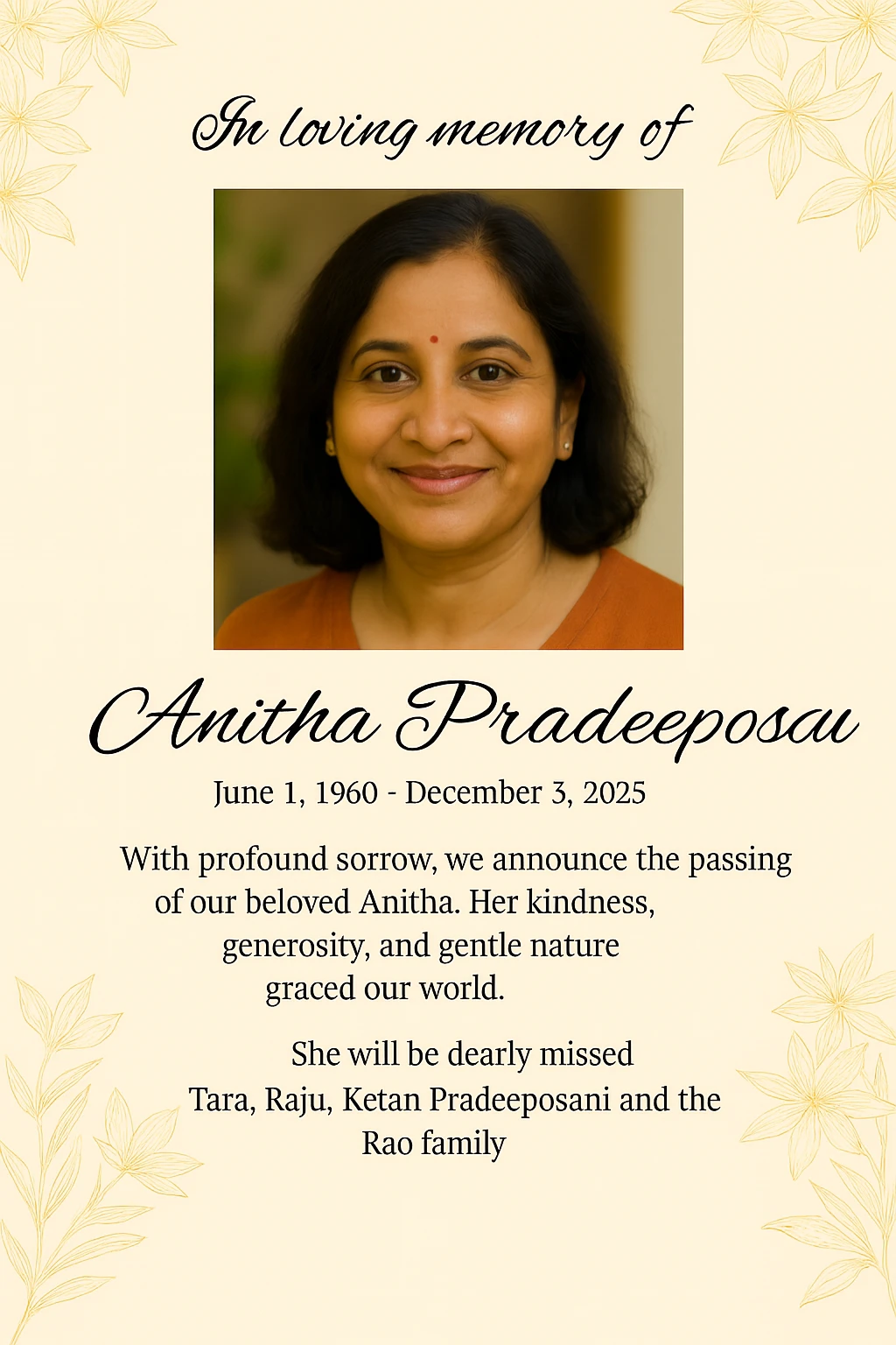 Remembrance Ads in The Times Of India Newspaper
