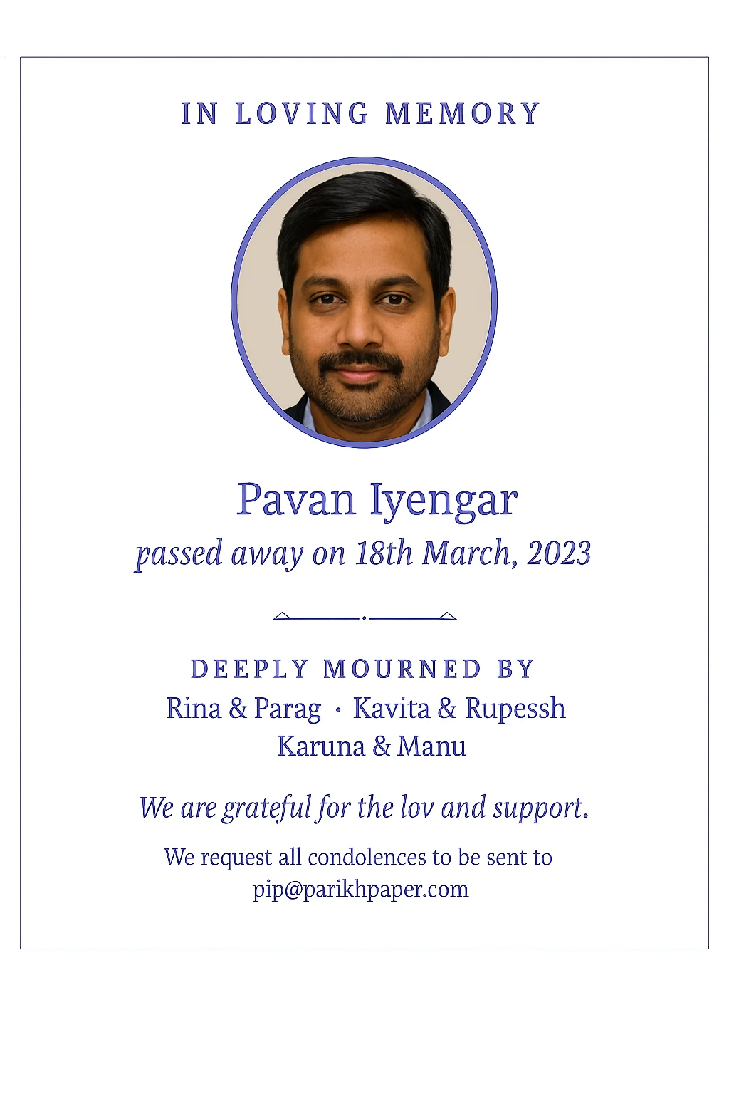 Death Anniversary Ads in The Times OF India Newspaper
