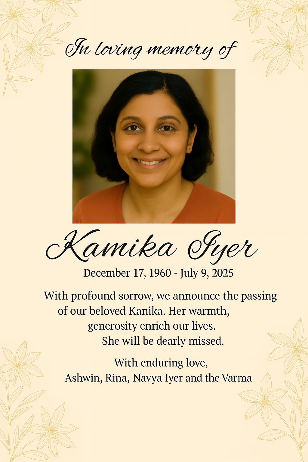 Death Announcement Ads in The Times OF India Newspaper