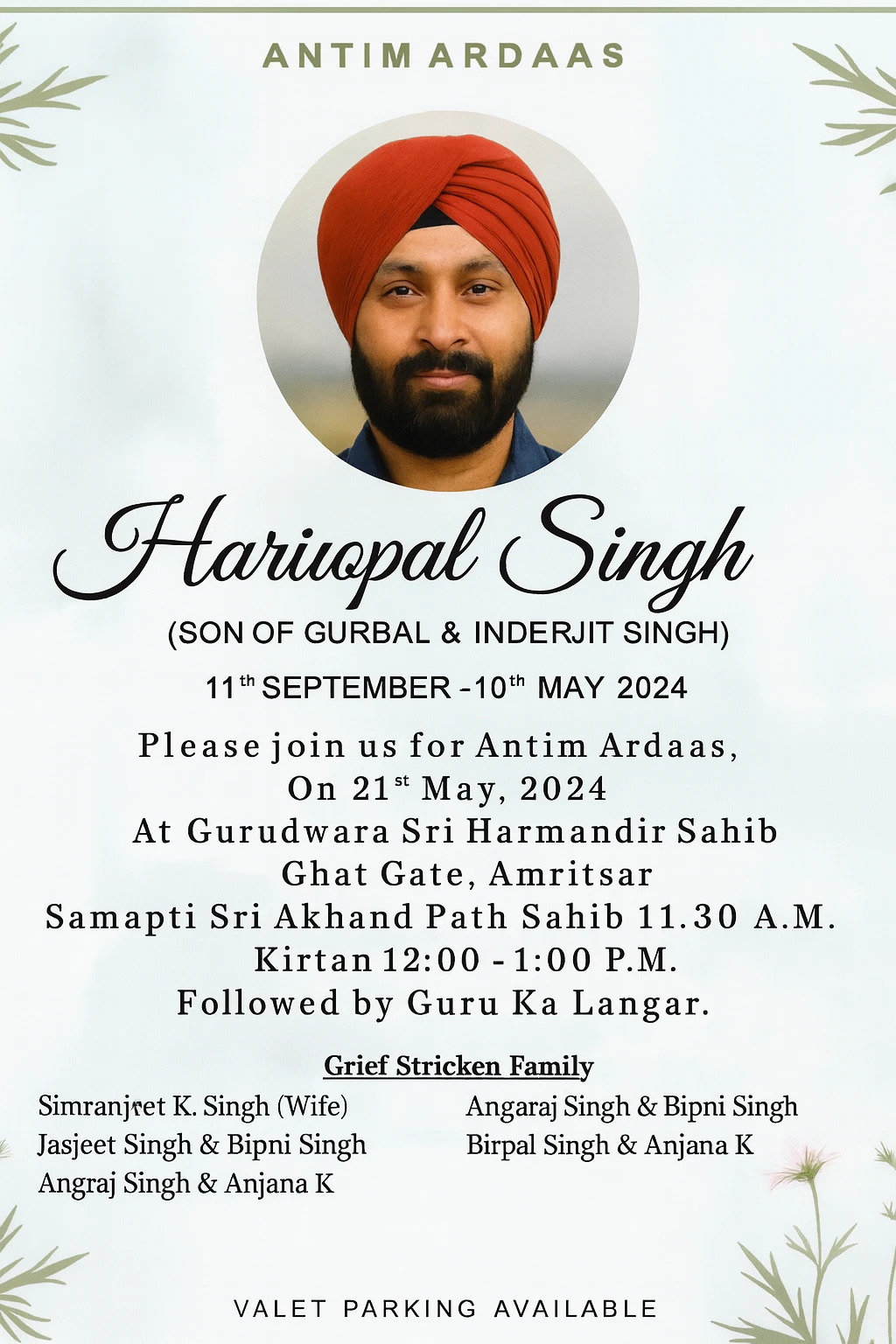 Death Announcement Ads in The Times OF India Newspaper
