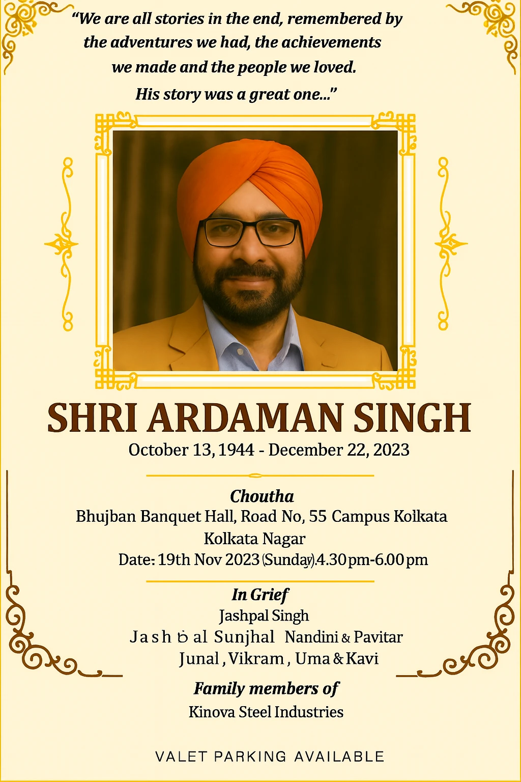Death Announcement Ads in The Times OF India Newspaper